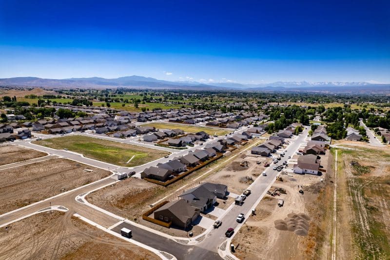 Aerial view of Bear Creek Subd with San Juan Mountains